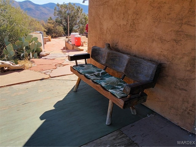 view of patio / terrace with a mountain view