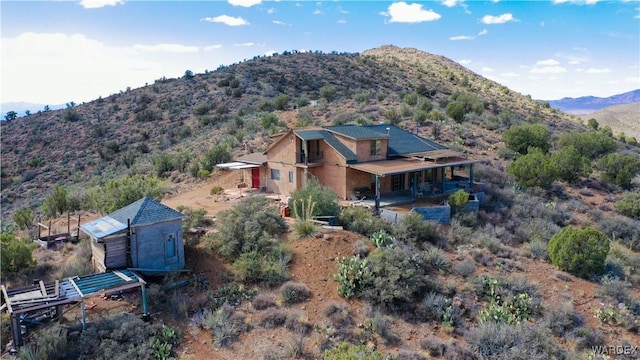 drone / aerial view with a mountain view