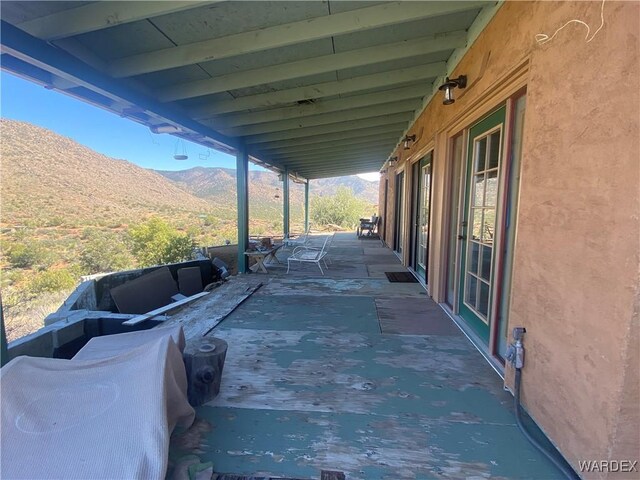 view of patio featuring a mountain view