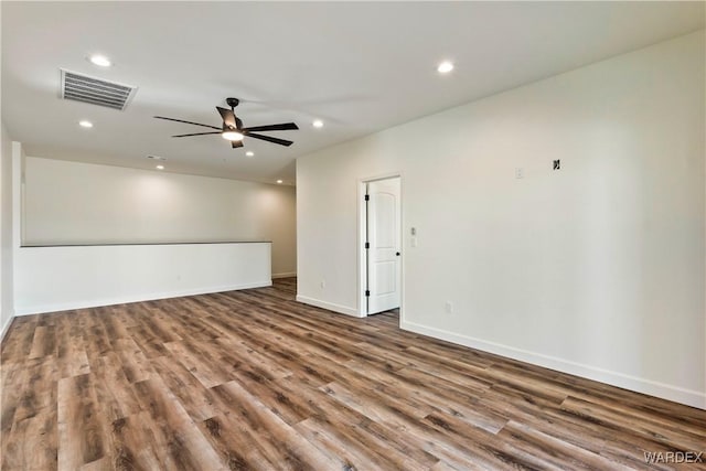 10726 S River Terrace Dr, Mohave Valley, AZ 86440 - unfurnished room with wood finished floors, recessed lighting, ceiling fan, and baseboards