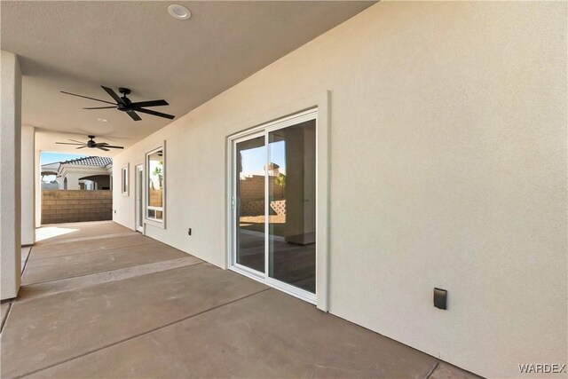 10726 S River Terrace Dr, Mohave Valley, AZ 86440 - view of patio / terrace featuring ceiling fan and fence