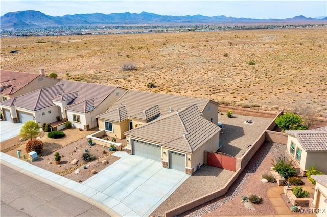 aerial view with view of desert and a mountain view