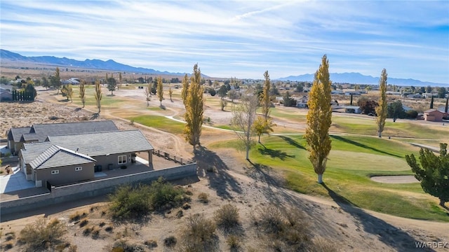 bird's eye view with a mountain view