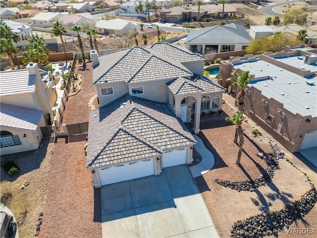 bird's eye view with a residential view