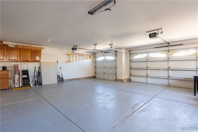 garage with a garage door opener