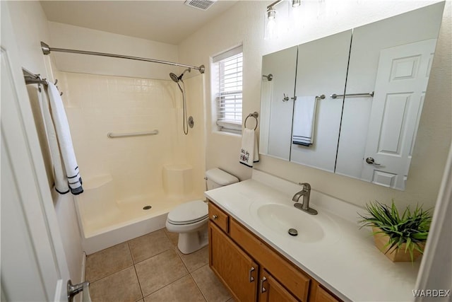2970 E Devlin Ave, Kingman, AZ 86409 - full bathroom with visible vents, tile patterned flooring, walk in shower, vanity, and toilet