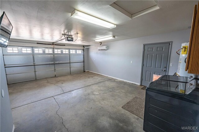 2970 E Devlin Ave, Kingman, AZ 86409 - garage with water heater, a garage door opener, a wall mounted air conditioner, and washer / clothes dryer