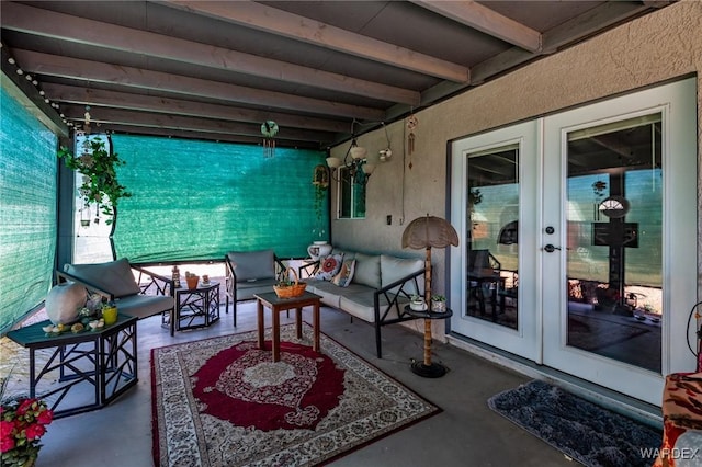 view of patio with an outdoor hangout area and french doors