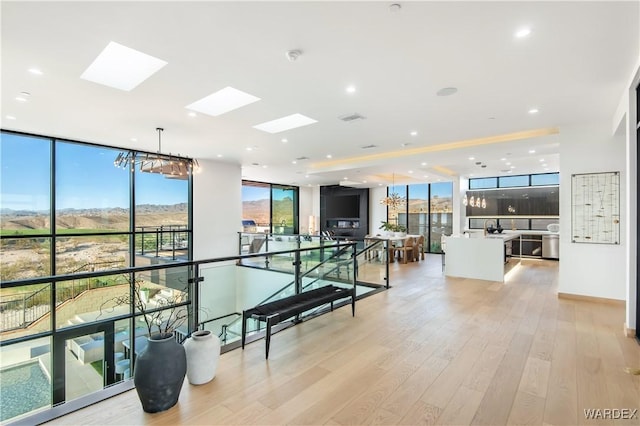 interior space featuring visible vents and a mountain view