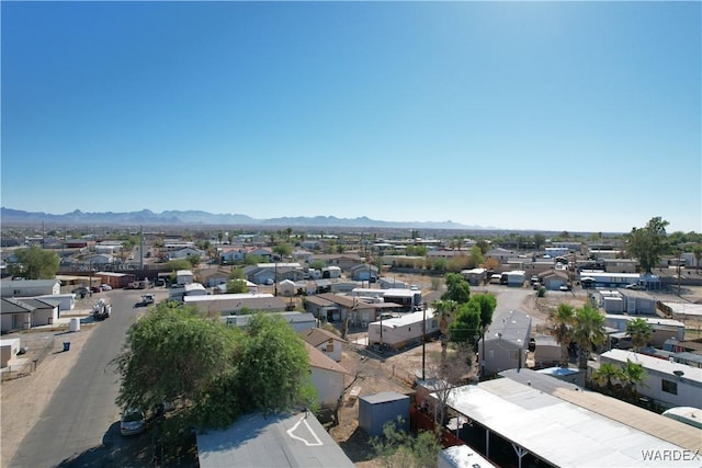 aerial view featuring a residential view and a mountain view