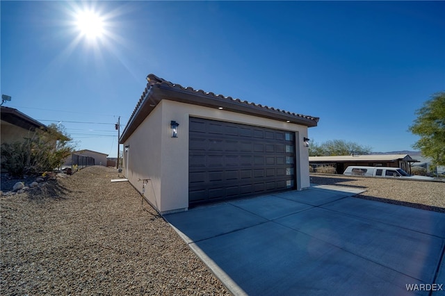 view of detached garage