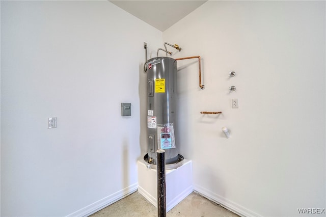 utility room featuring water heater