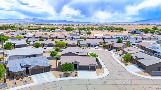 aerial view with a residential view and a mountain view