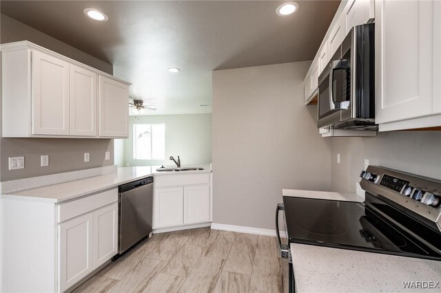 unfurnished bedroom featuring ceiling fan, a closet, visible vents, and baseboards