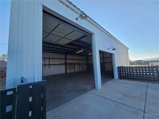 view of detached garage