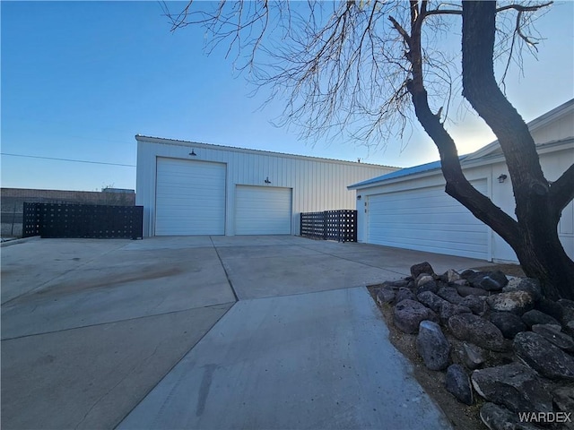 view of detached garage