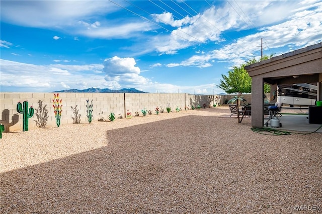 view of yard with a patio area and a fenced backyard