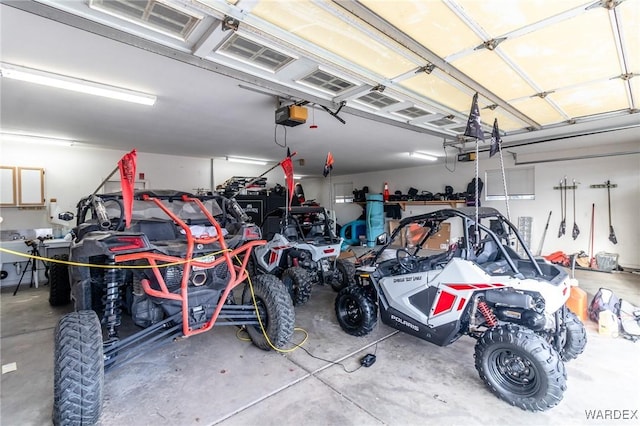 garage with a garage door opener