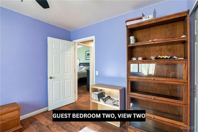 office space featuring dark wood finished floors and baseboards