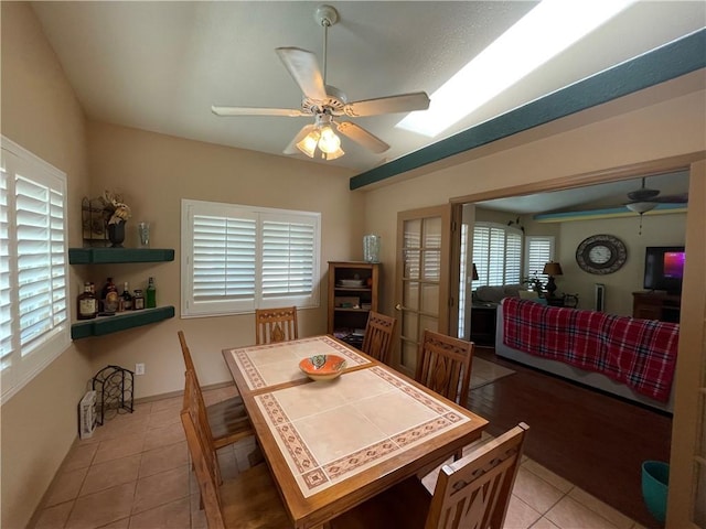 2405 N Clack Canyon Rd, Kingman, AZ 86409 - dining room with ceiling fan and tile patterned floors