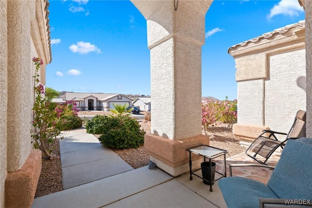 view of patio featuring a residential view