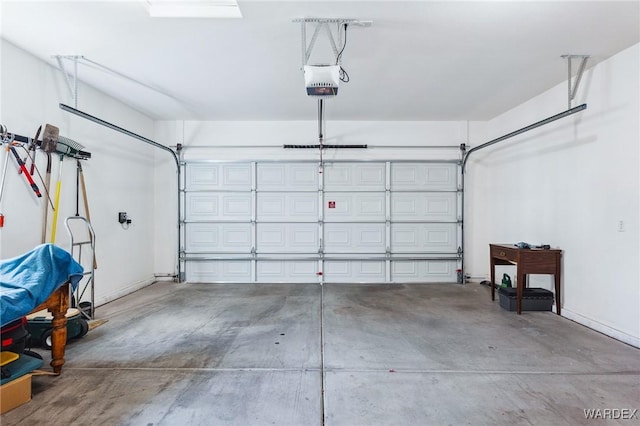 garage with a garage door opener