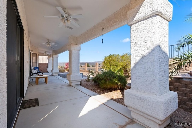 view of patio / terrace with ceiling fan