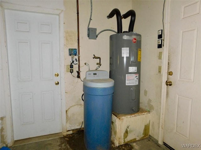 utility room featuring electric water heater