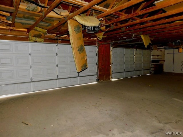 garage with a garage door opener