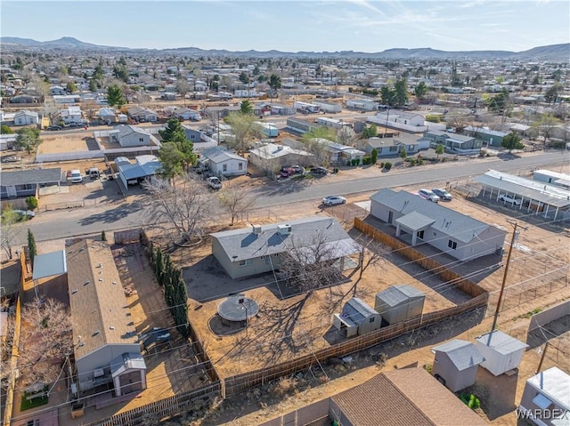 birds eye view of property featuring a residential view and a mountain view