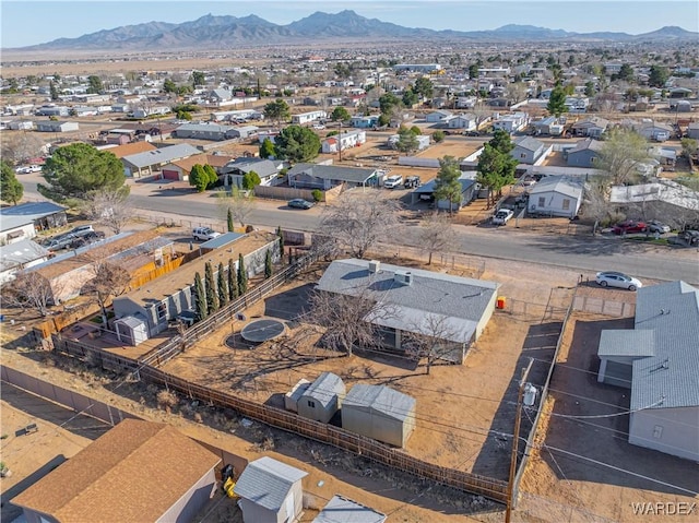 aerial view featuring a residential view and a mountain view