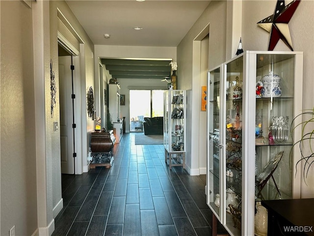 corridor with wood tiled floor