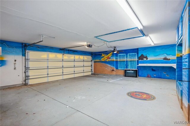 garage with a garage door opener