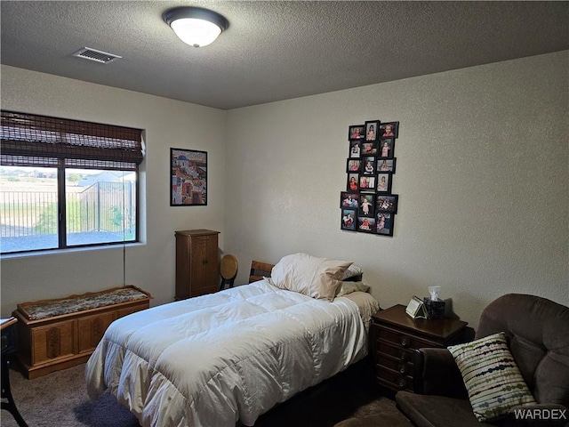 6246 S Vista Laguna Dr, Fort Mohave, AZ 86426 - bedroom with a textured wall, a textured ceiling, visible vents, and carpet