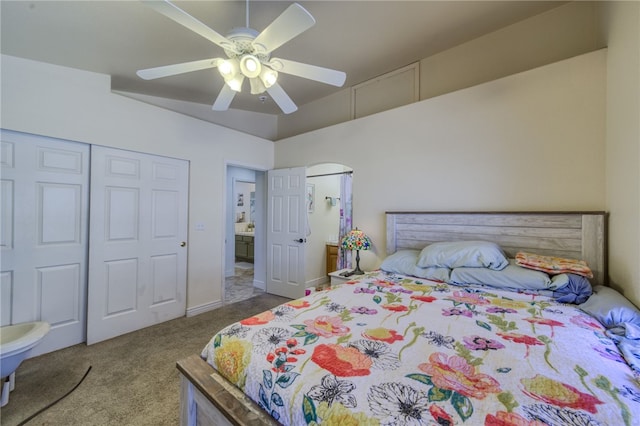 2041 E Sundance Dr, Fort Mohave, AZ 86426 - carpeted bedroom featuring a closet and a ceiling fan