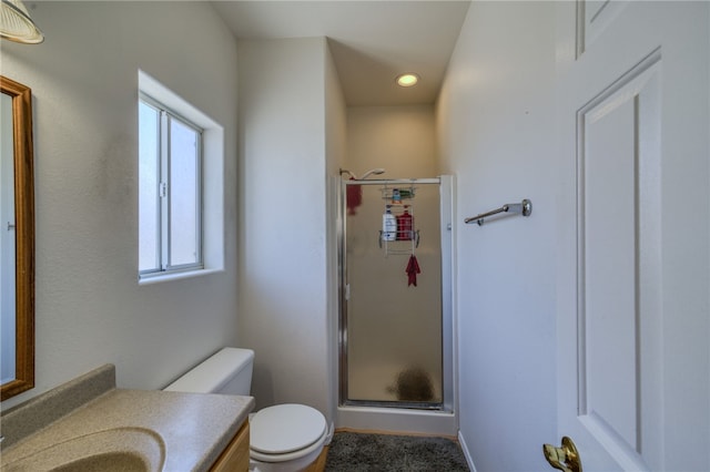 2041 E Sundance Dr, Fort Mohave, AZ 86426 - full bathroom with vanity, a stall shower, and recessed lighting
