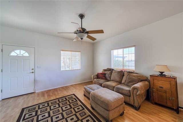 2041 E Sundance Dr, Fort Mohave, AZ 86426 - living area featuring light wood-style flooring and a ceiling fan