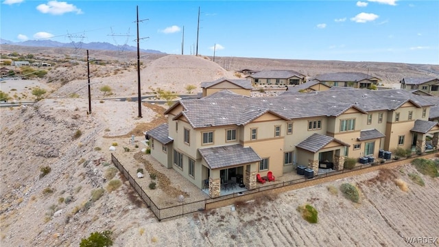 aerial view with a residential view and a mountain view