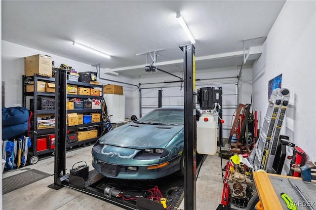 garage with a garage door opener