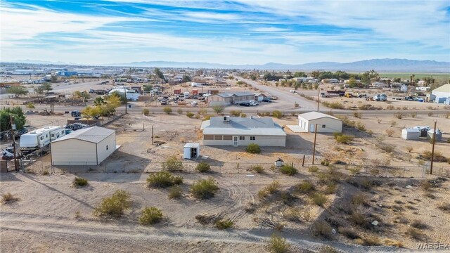 aerial view featuring a residential view and a mountain view