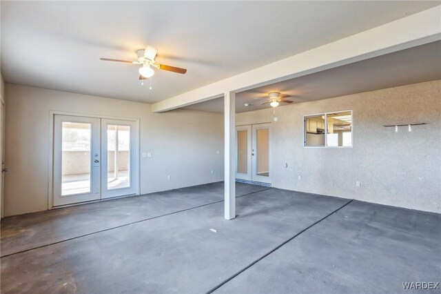 view of patio / terrace with french doors and ceiling fan