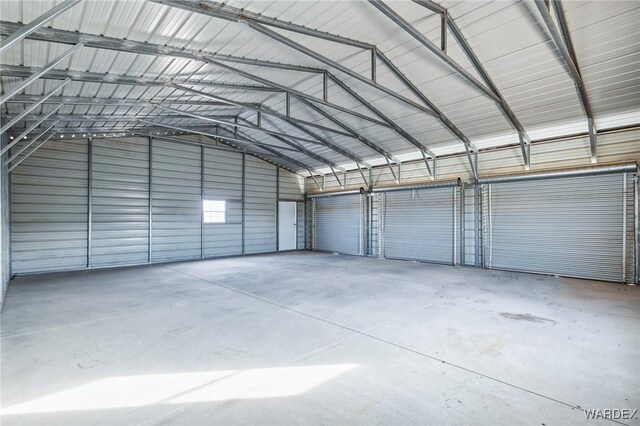 garage with metal wall