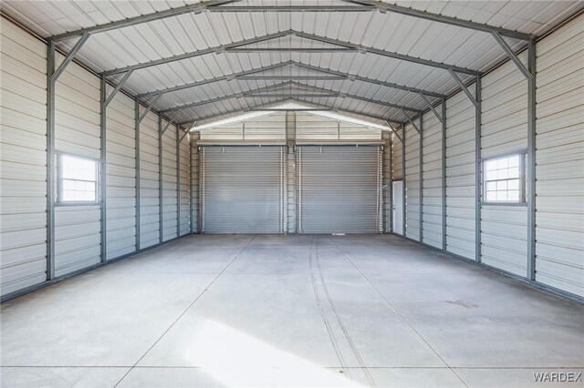 garage with metal wall