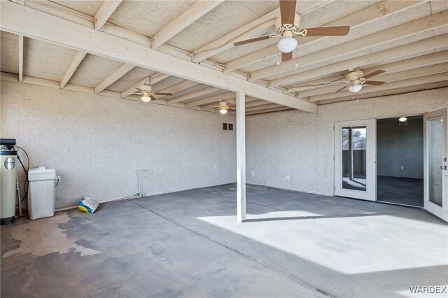 view of patio featuring ceiling fan