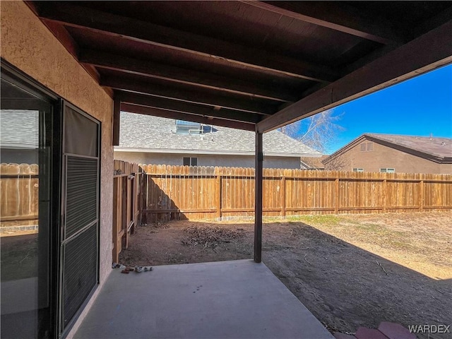 view of patio featuring a fenced backyard