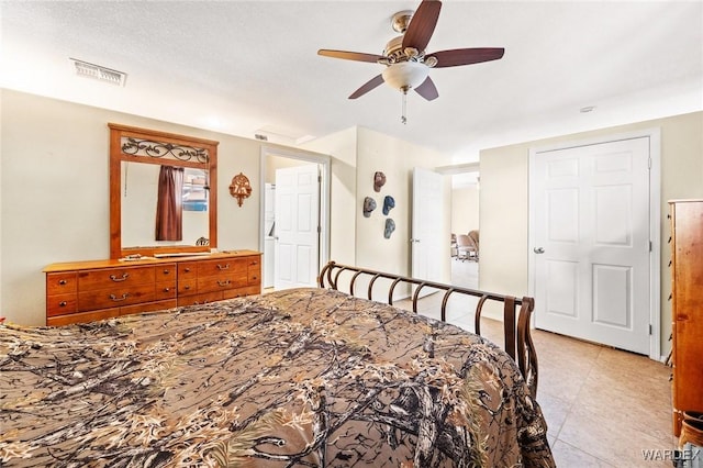 4393 S Colorado Rd, Fort Mohave, AZ 86426 - bedroom featuring visible vents, ceiling fan, and light tile patterned flooring