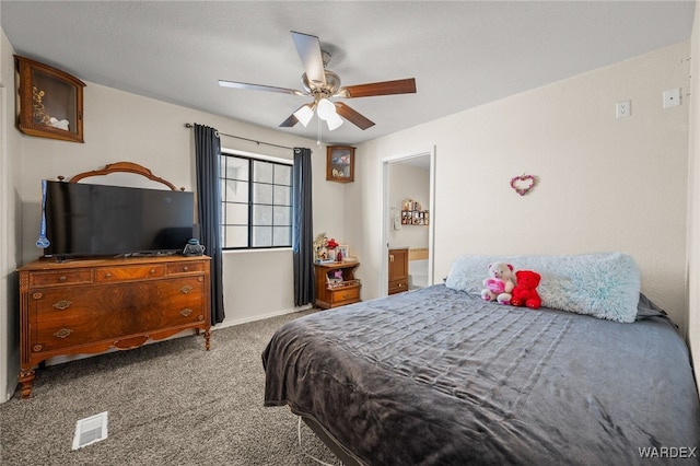 4393 S Colorado Rd, Fort Mohave, AZ 86426 - bedroom featuring carpet floors, baseboards, ceiling fan, and visible vents