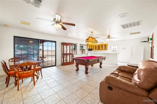 4393 S Colorado Rd, Fort Mohave, AZ 86426 - rec room with pool table, visible vents, plenty of natural light, and ceiling fan