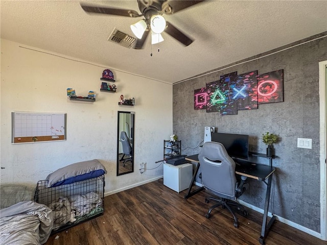 1189 Juanita Ln, Bullhead City, AZ 86442 - office featuring wood finished floors, a ceiling fan, and a textured ceiling