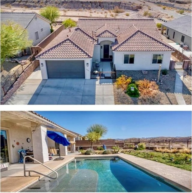 view of pool featuring fence